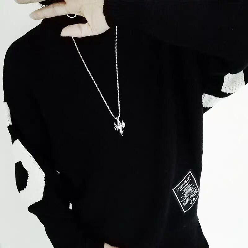 Planderful Jewelry Gothic Cross Necklace Steel Pendant Vintage Flame Anchor Style