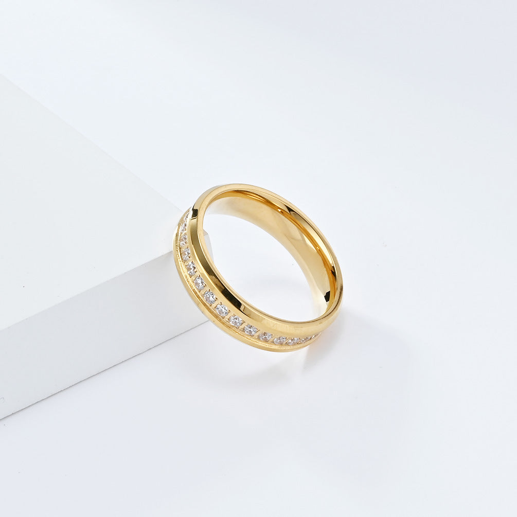 Planderful Everyday Genie Titanium Steel Zircon Ring for Couples - Elegant Wedding Proposal Jewelry for Men and Women
