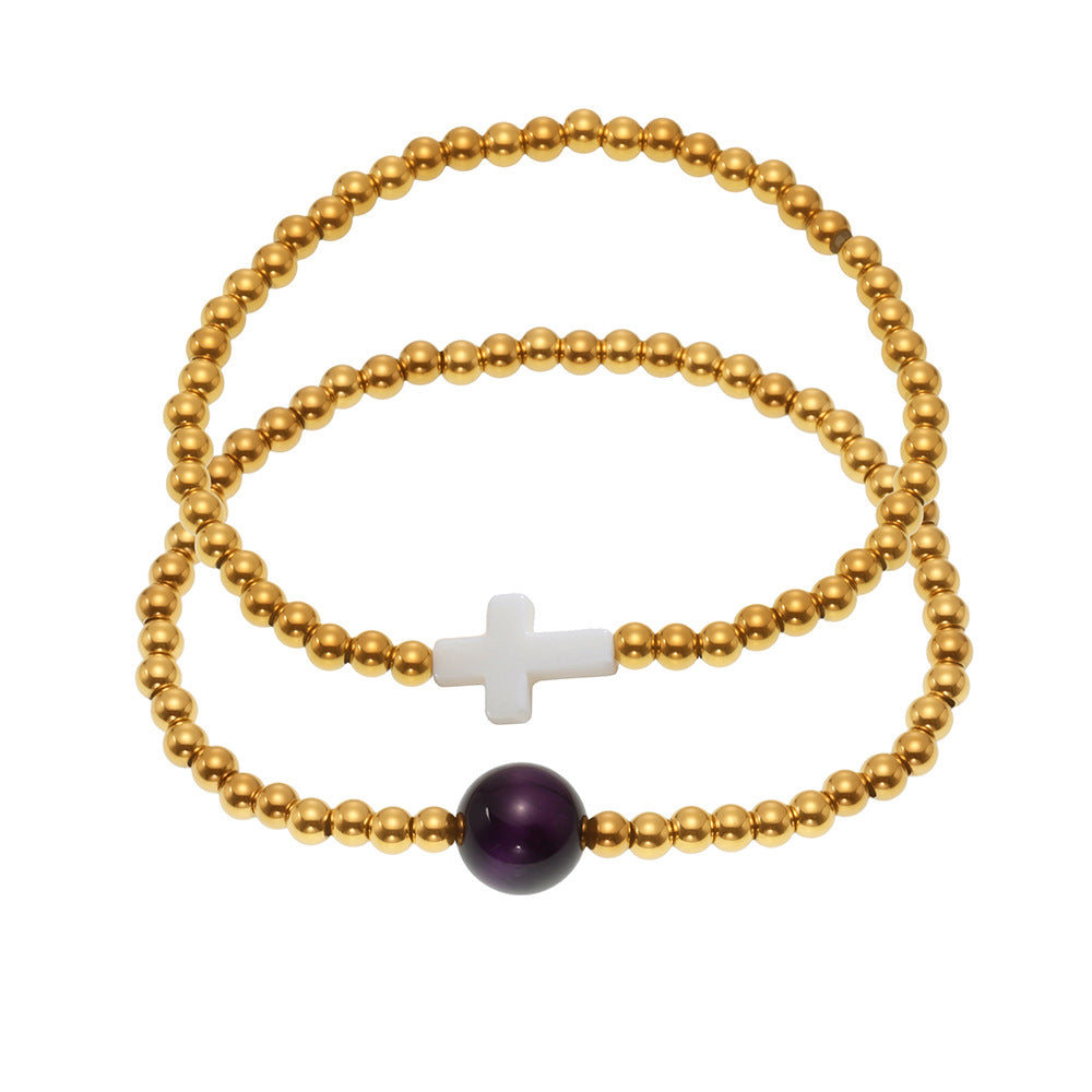 Planderful Beaded Cross Bracelet Women Luxe Waterproof