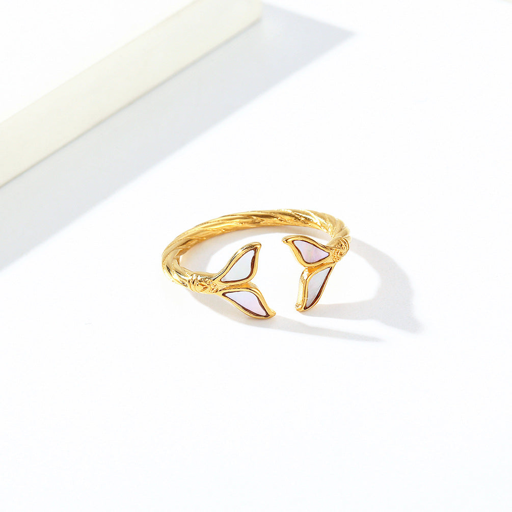 INS Niche Light Luxury Fishtail Shell Titanium Steel Women's Ring