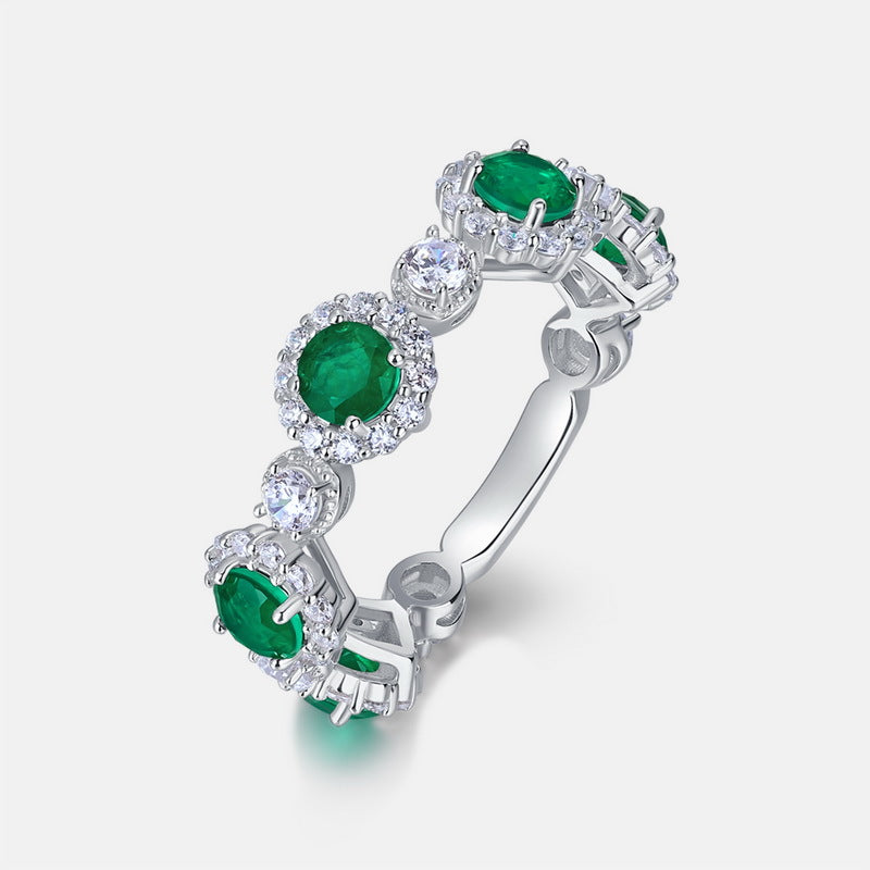 Planderful Gala Fireworks – Elegant Lab Grown Emerald Ring Women's S925 Silver Full Zircon Micro-inlaid High-grade Index Finger Wholesale