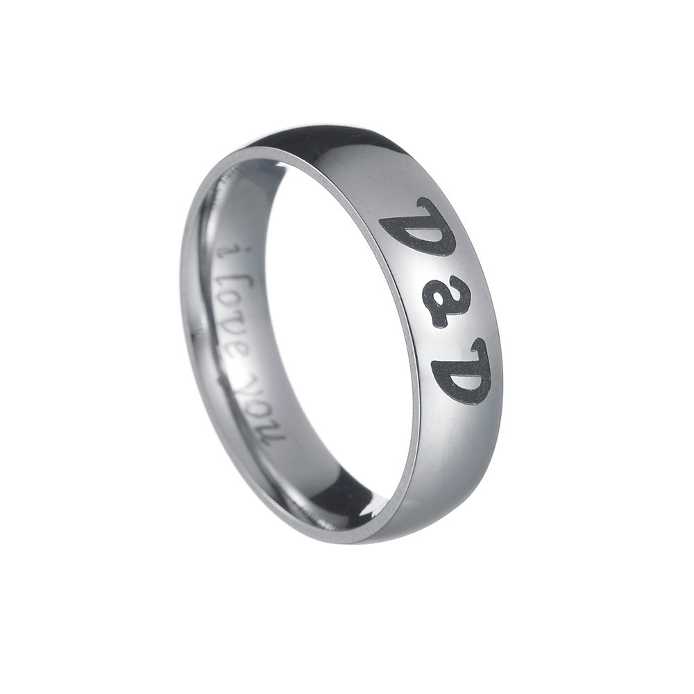 Family Love Steel Ring for Men - Dad Mom I Love You - Size 6-13 - Planderful Collection