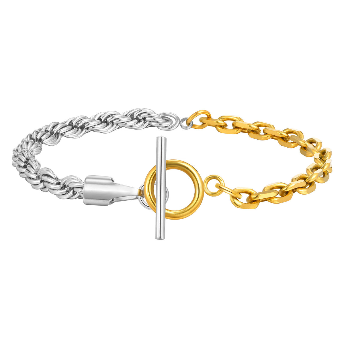 Braided Two-Tone Stainless Steel Bracelet for Women