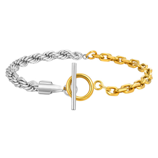 Braided Two-Tone Stainless Steel Bracelet for Women