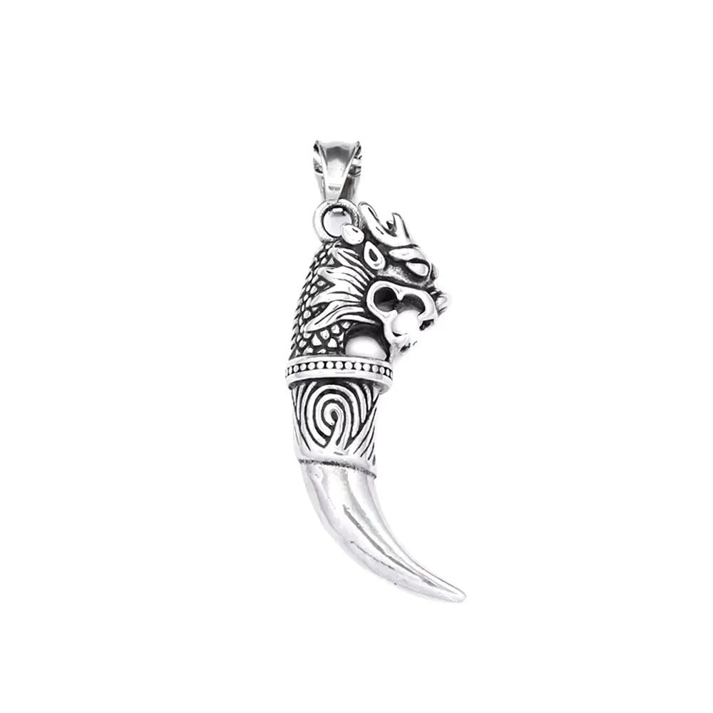 Vintage Viking Wolf Stainless Steel Men's Pendant Necklace