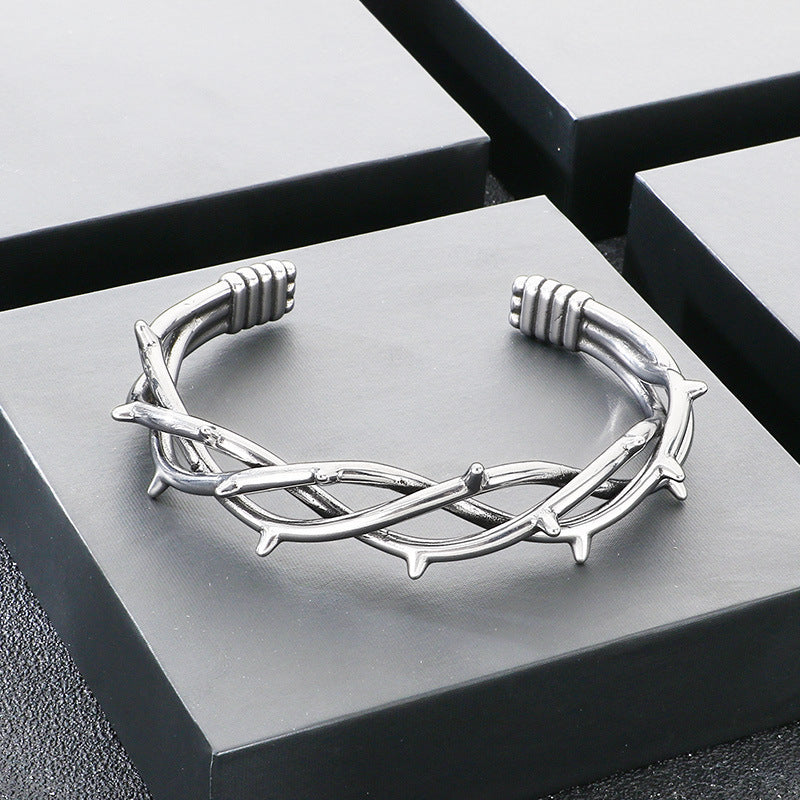 Dead Wood Thorns Open Bracelet – Gothic Octagon Star Eye Of Horus Titanium Steel Men's