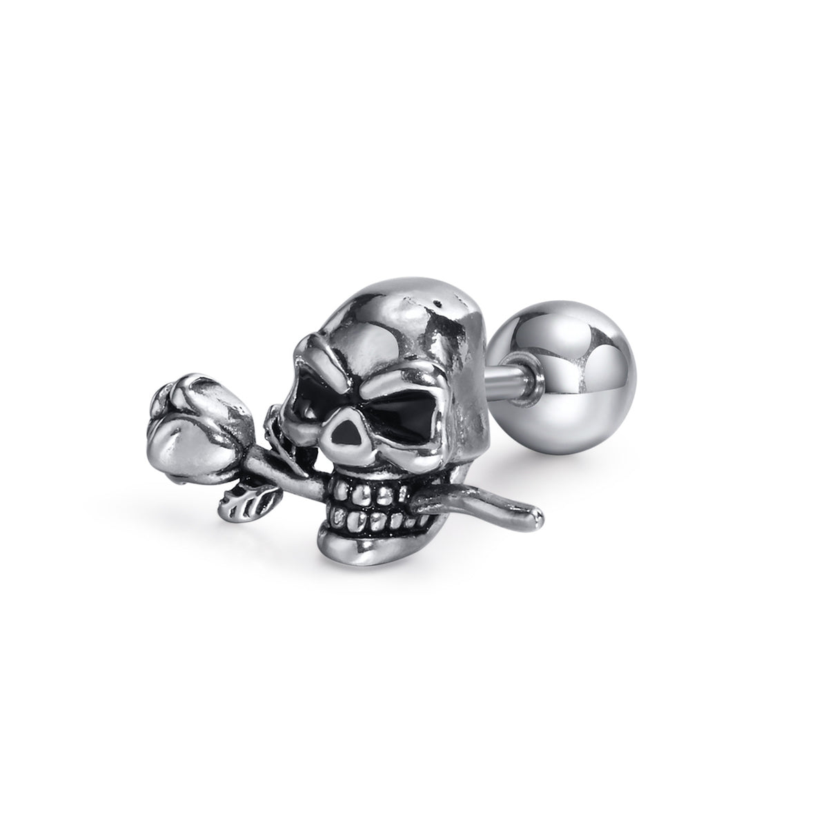 Modern Silver-Tone Stainless Steel Earring — Single