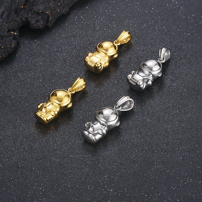 Hip-Hop Style Cartoon Astronaut Pendant for Men - Cute Vacuum Plated Titanium Steel Design
