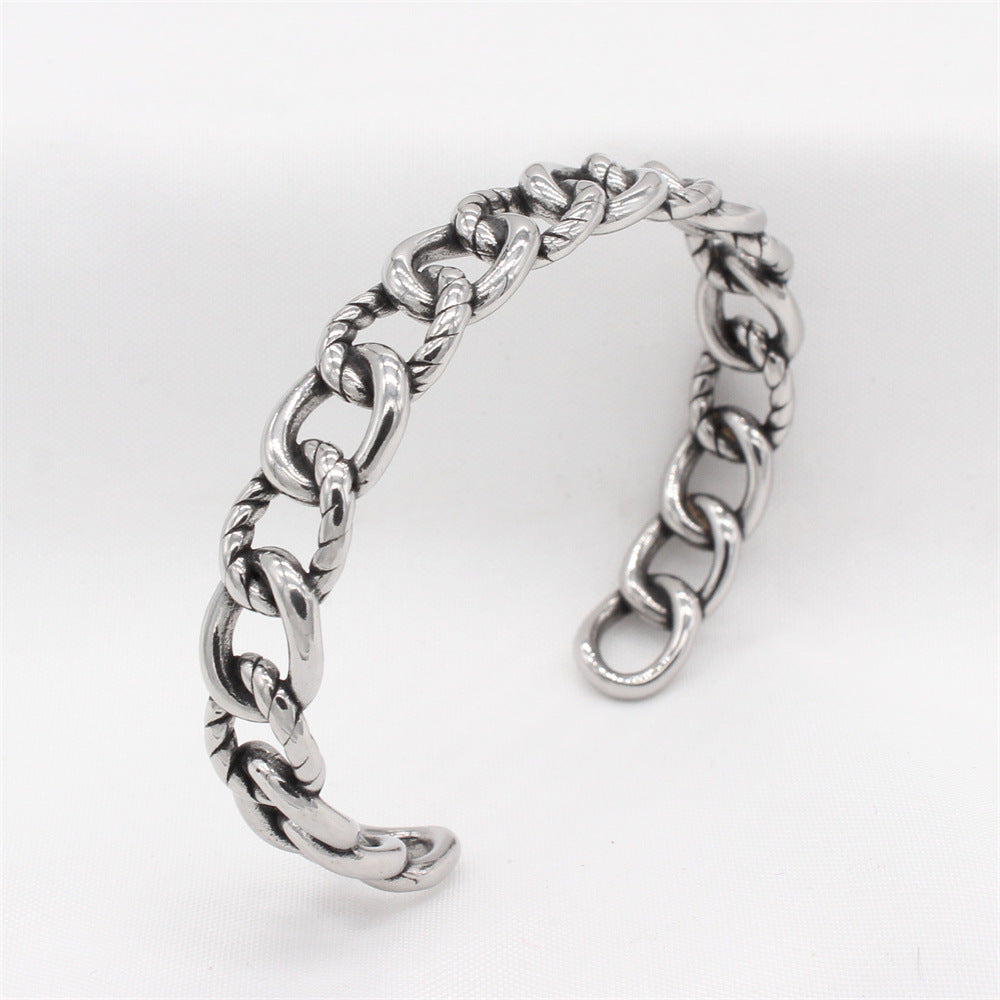 Planderful Everyday Genie – European and American Retro Men's Hollow Chain Opening Bracelet