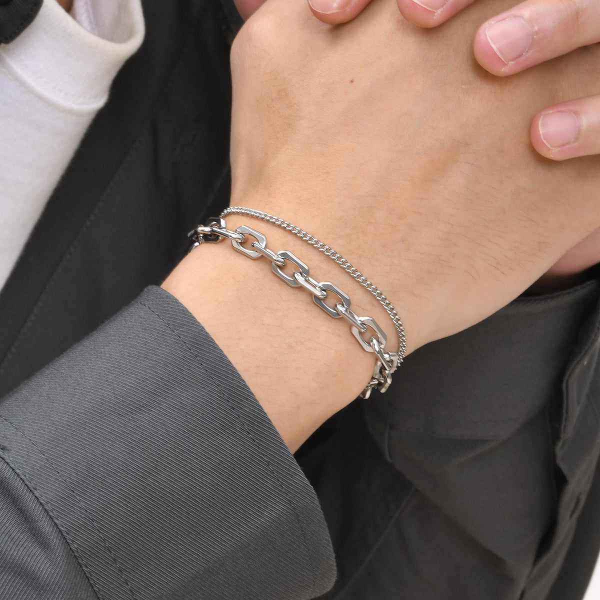 Bracelets Double Hip Hop Stainless Steel Bracelet