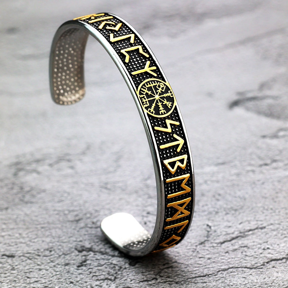 Planderful Nordic Viking Rune Stainless Steel Bracelet For Men Durable Retro Fashion Accessory