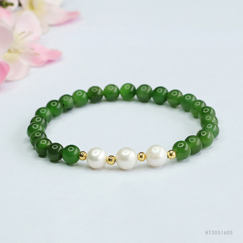 Hetian Jasper & Pearl Bracelet