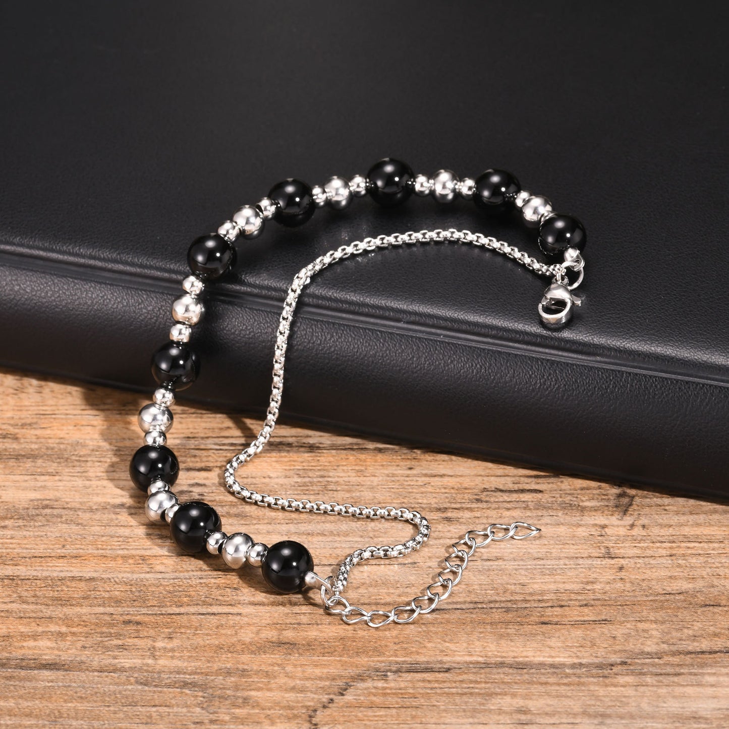 Stainless Steel Grinding Agate Lazuli Beaded Bracelet for Men