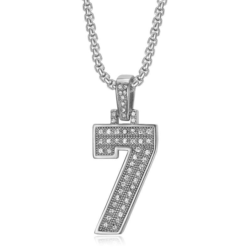 Planderful Everyday Genie Hiphop Stainless Steel Gold Plated Zircon 0to9 Digital Pendant Necklace For Men