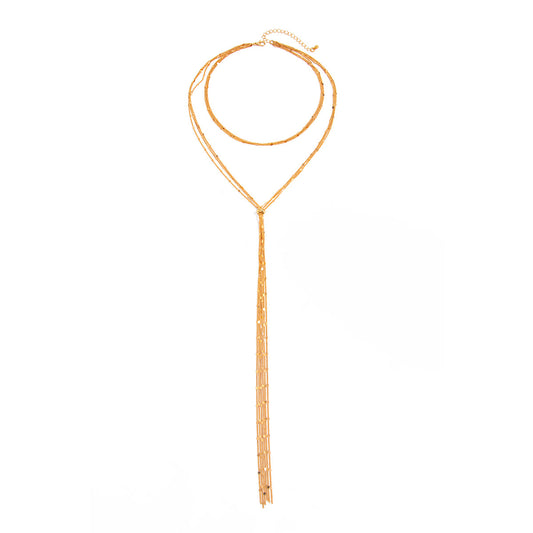 Creative Long Fringed Thin Chain Y-Shaped Back Chain Cold Metal Multi-Layer Necklace