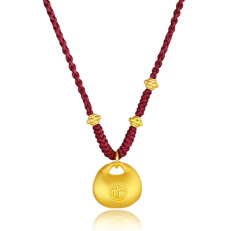 Gold-Tone Fortune Bag Braided Necklace