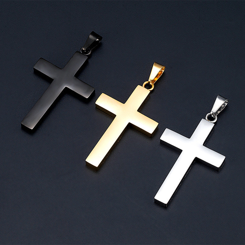 Planderful Stainless Steel Cross Pendant Necklace For Men Hip Hop Style Accessory