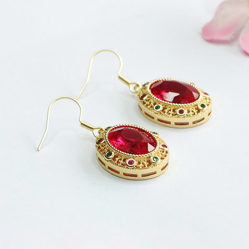 Lab-Grown Ruby Vintage Drop Earrings