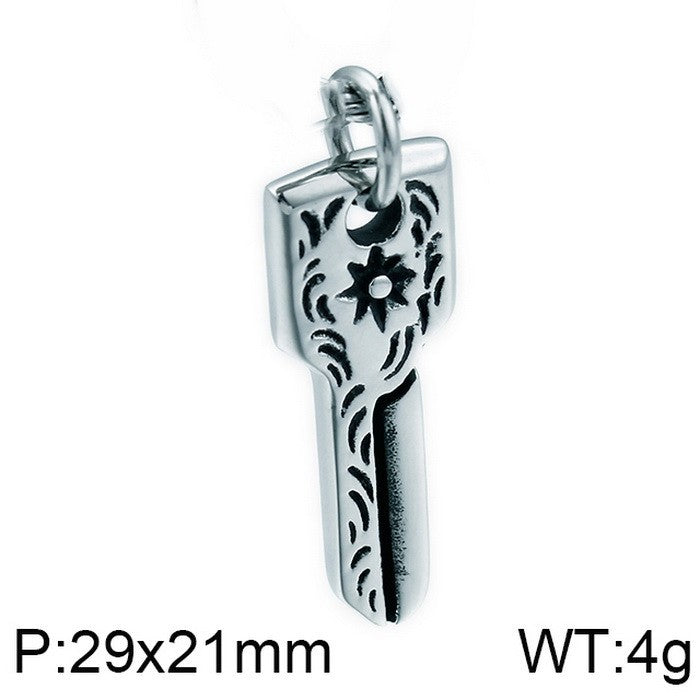 Planderful Vintage Cross Flower Mens Pendant Black Zircon