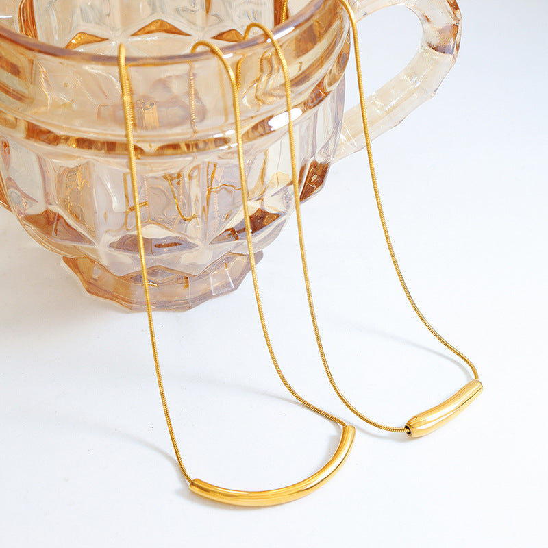 Korean-inspired Smiling Necklace with Titanium Steel Gold-Plating