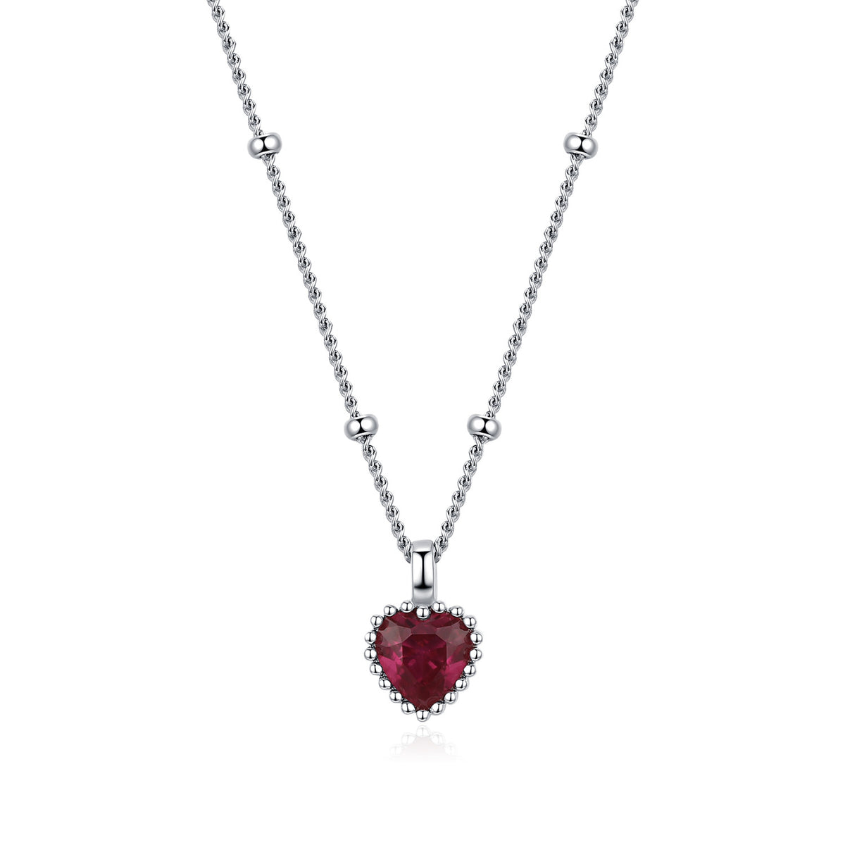 925 Sterling Silver Red Heart Necklace