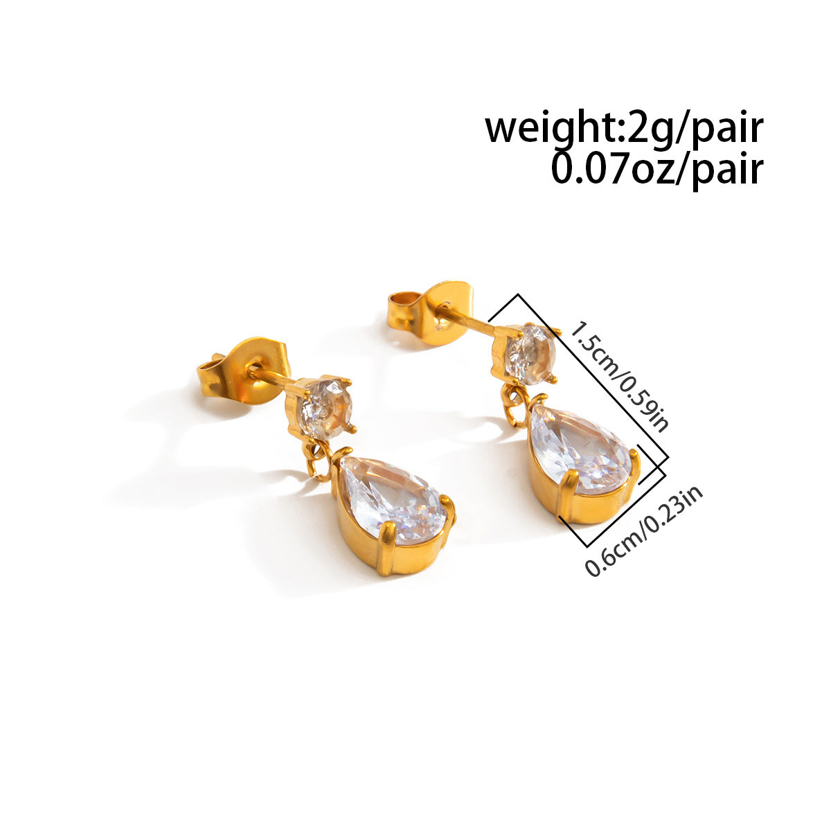 Planderful Vienna Verve Stainless Steel Zircon Water Drop Stud Earrings For Women Versatile Elegant Sparkle
