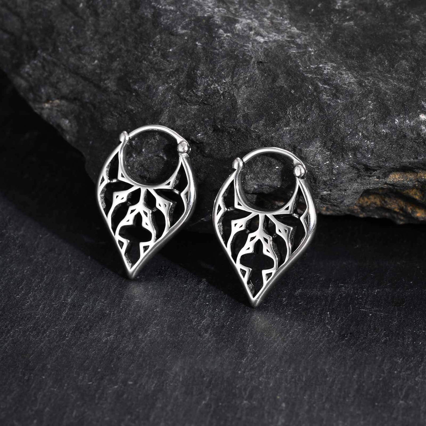 Planderful Stainless Steel Mens Earrings Hollow Engraved