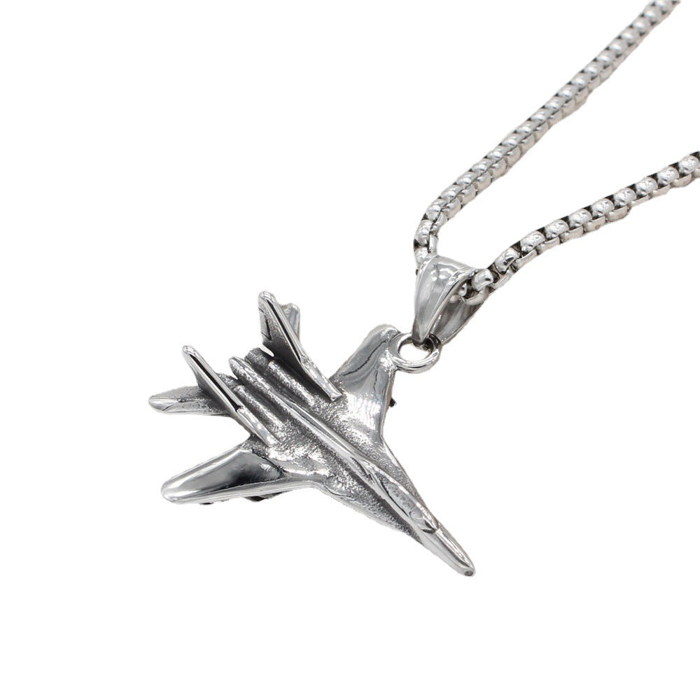 Personalized Retro Aircraft Fighter Pendant Titanium Steel For Men And Unisex Gift Planderful Everyday Genie