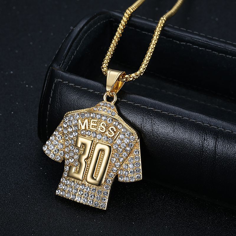Zircon Necklace – Statement Hip Hop Football Jersey Pendant In Gold Plated Steel By Planderful