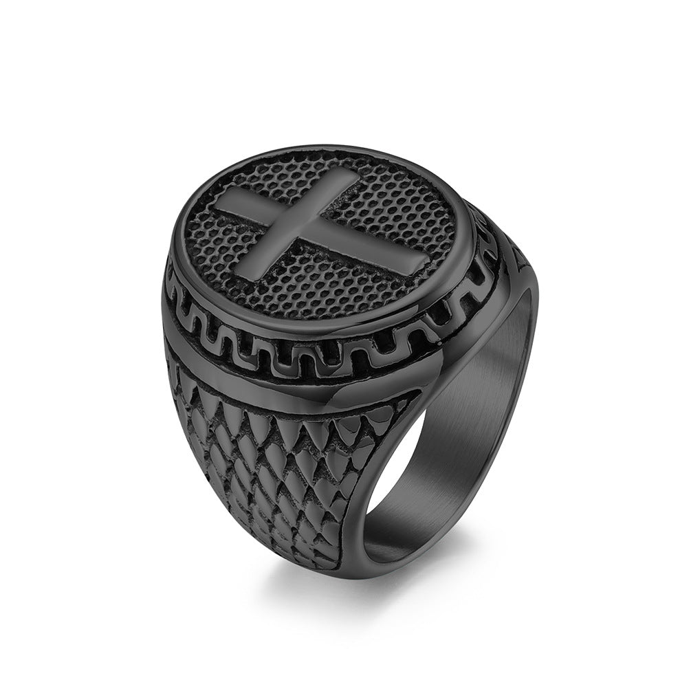 Planderful Titanium Steel Retro Cross Ring For Men Durable Fashion Jewelry Accessory Trendy Gift