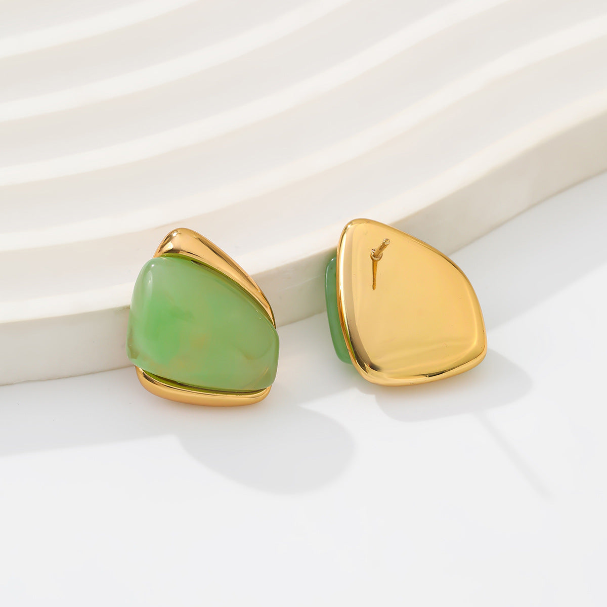 Planderful Vienna Verve Stainless Steel Stud Earrings Geometric Irregular Golden Edge Statement For Women