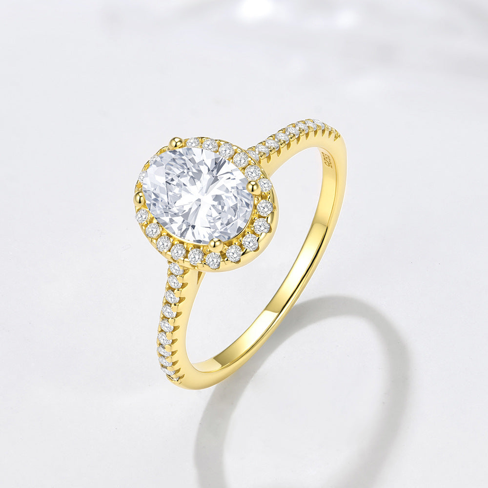 S925 Sterling Silver  Ring Engagement Ring Oval Zircon Simulation Diamond
