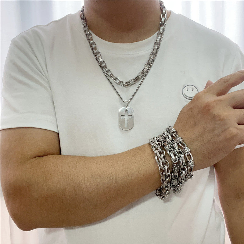 Personalized Retro Titanium Steel Cross Pendant Necklace for Trendy Men