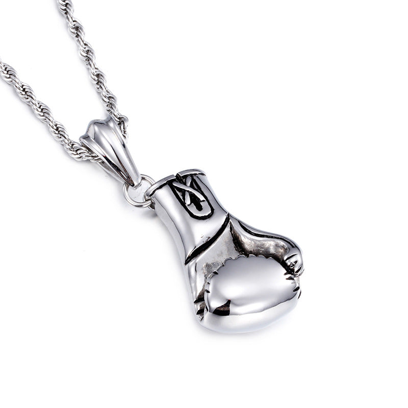 Custom Titanium Steel Boxing Gloves Pendant - Men's Fitness Fashion Accessory