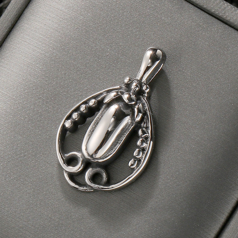 Old Versatile Zircon Cross Flower Sweater Chain, Retro Crown Stainless Steel Men's Pendant. Necklace