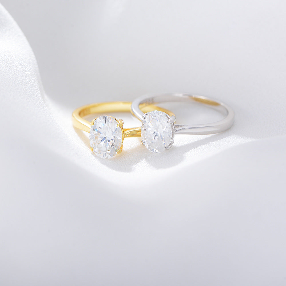 S925 Sterling Silver Oval Zircon Simulation Diamond Ring Classic Wedding Ring Exclusive Supply