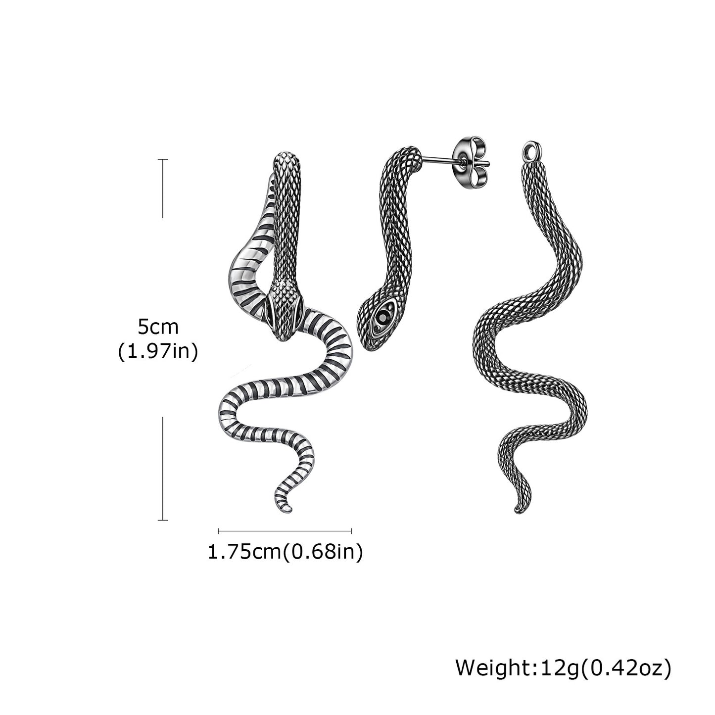 Planderful Ladies Snake Earrings Stainless Colorful Zircon