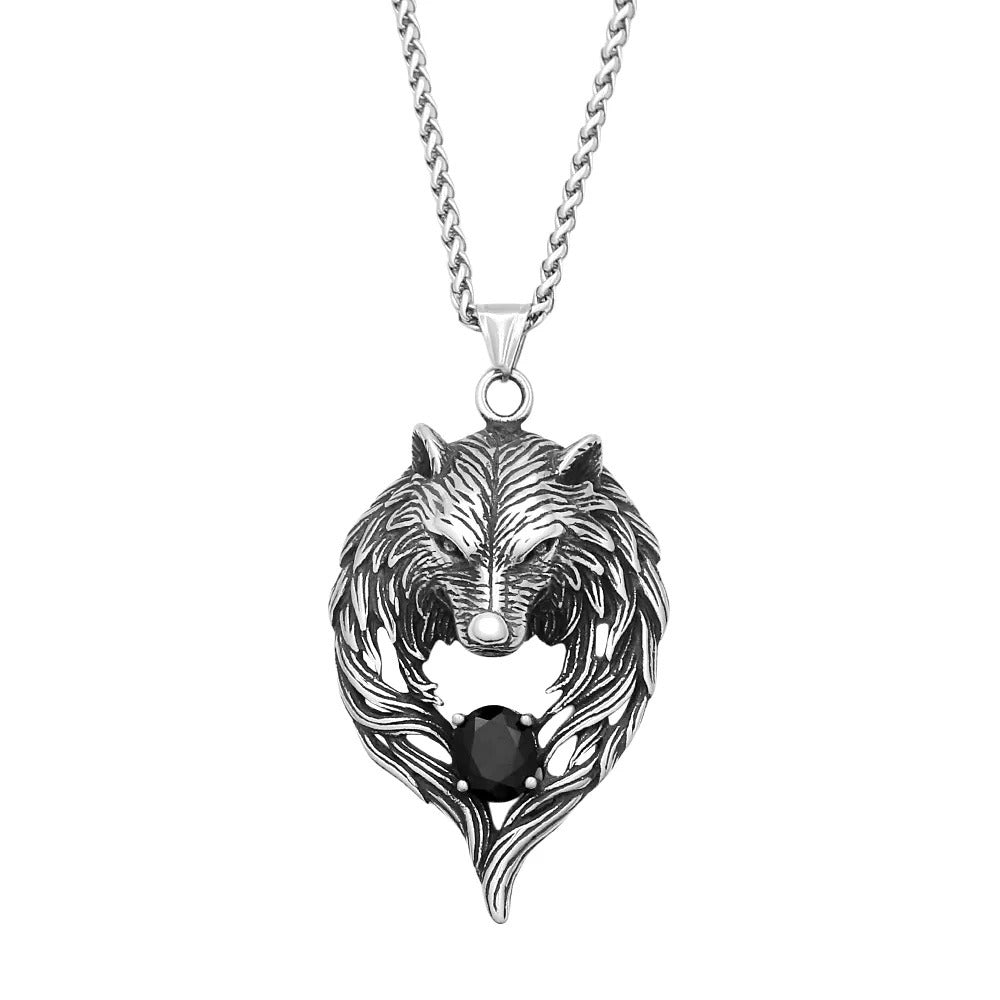Punk Viking Wolf Stainless Steel Men's Pendant Necklace