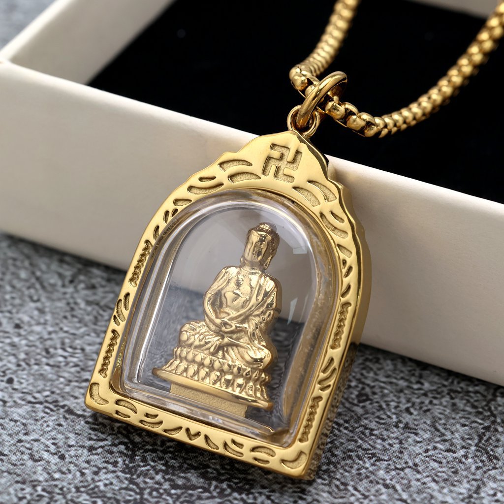 Vintage Buddhist Zodiac Stainless Steel Pendant Necklace