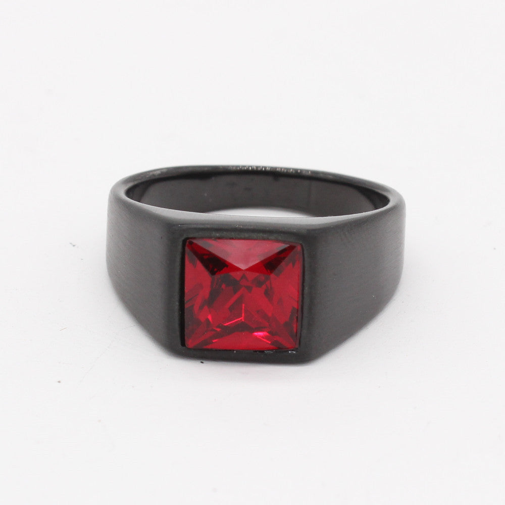 Planderful Titanium Steel Ring With Black Zircon For Men And Women Unisex Everyday Genie Protection