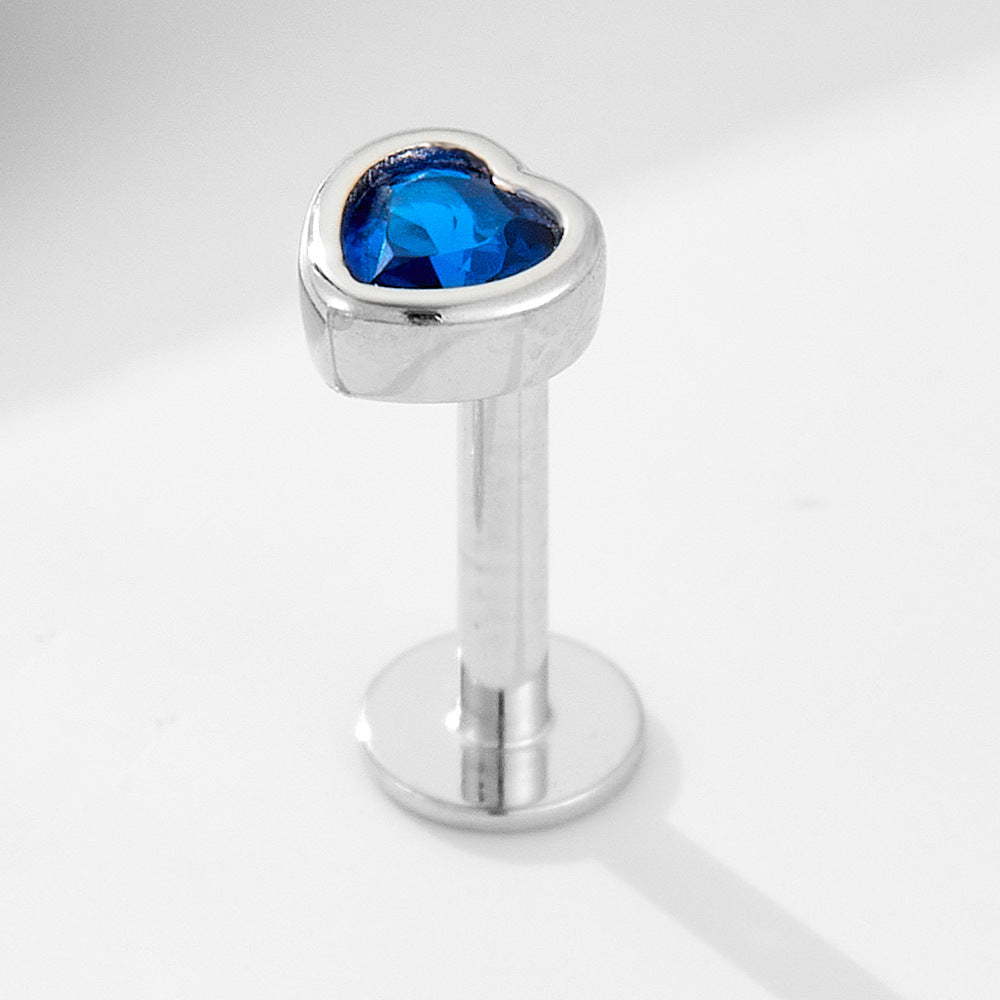 Planderful S925 Sterling Silver Love Blue Zircon Threader Earrings For Women Premium Heart Shape