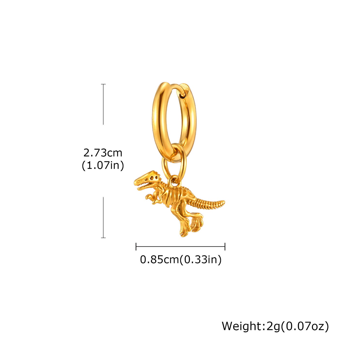 Planderful Steel Dinosaur Skeleton Earrings Unisex Gift