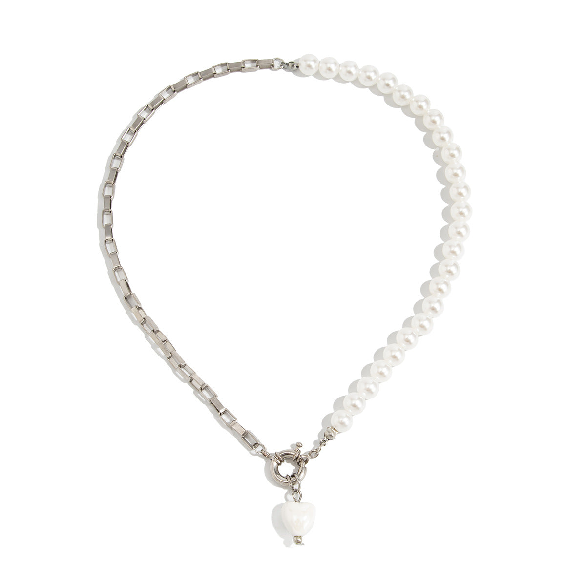 Asymmetrical Square Cross Pearl-Style Necklace