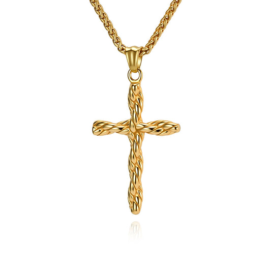 Planderful Cross Necklace Unisex Steel Twist Woven Pendant Durable Statement Everyday Genie Collection