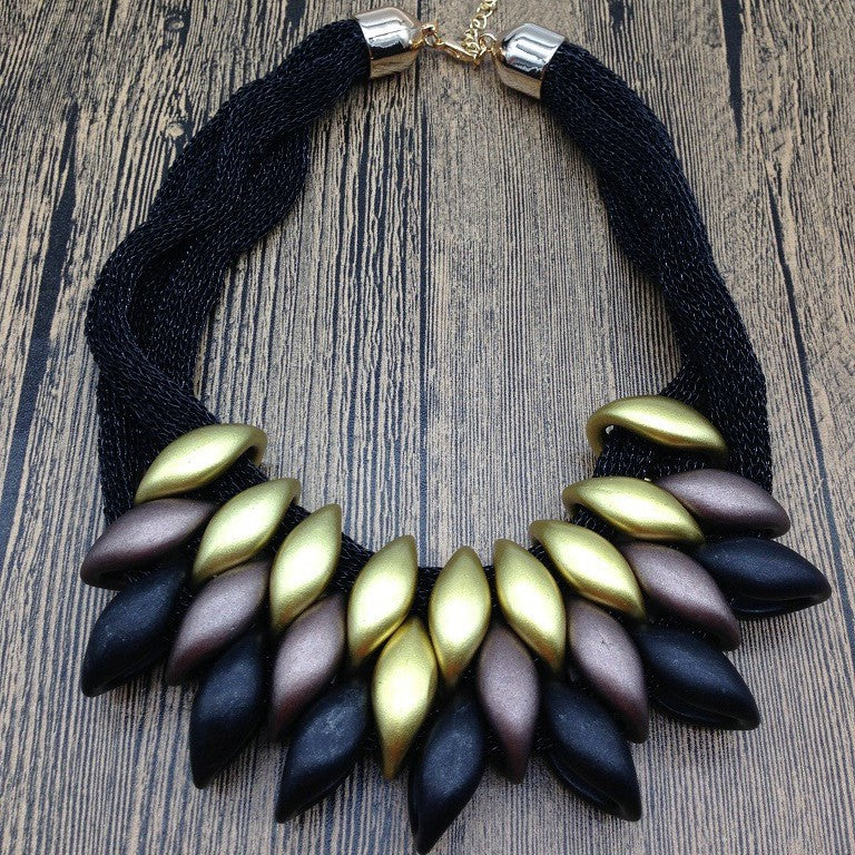 Planderful Savanna Rhythms Necklace – Exaggerated Gold Acrylic Design