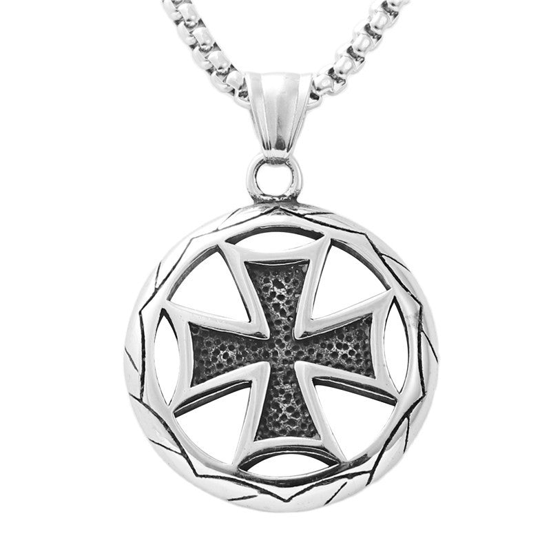 Personalized Titanium Steel Hollow Cross Pendant Necklace for Men - Retro Punk Trendy Design