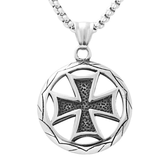 Personalized Titanium Steel Hollow Cross Pendant Necklace for Men - Retro Punk Trendy Design