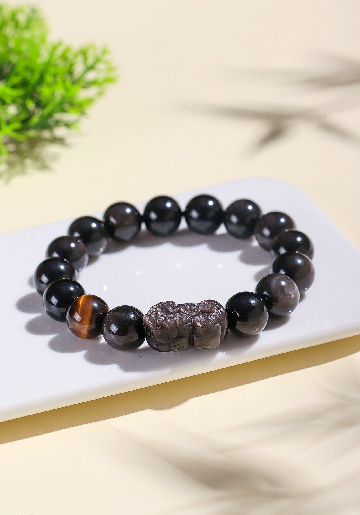 Planderful Fortune's Favor Bracelet – Elegant Crystal and Obsidian Design