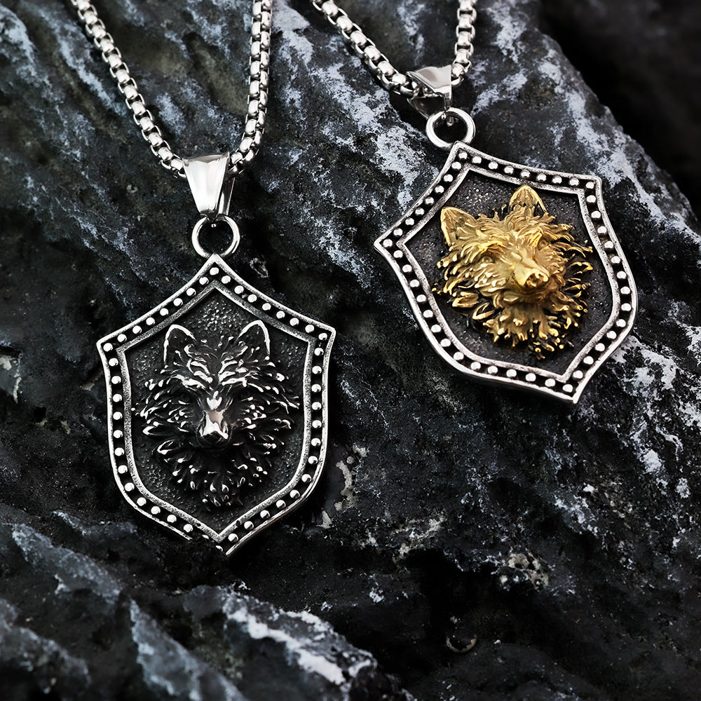 Vintage Nordic Stainless Steel Men's Viking Wolf Pendant