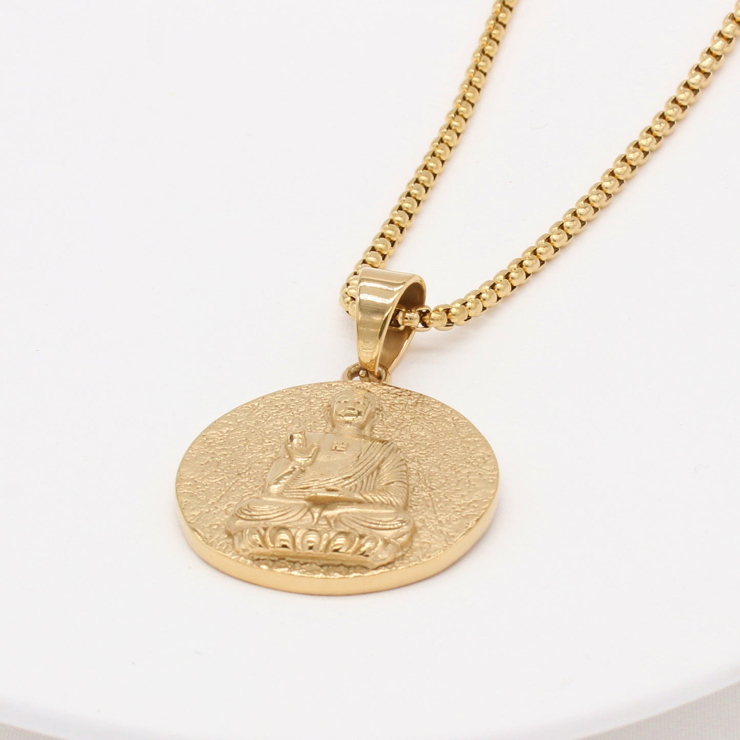 Buddha Pendant For Unisex Wear By Planderful Everyday Genie Titanium Steel Round Sacred Protection